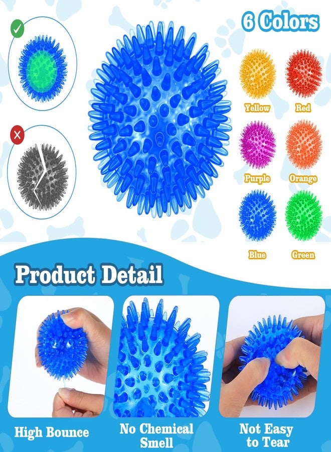 AojSup 30 Pieces 2.5 Inches Squeaky Dog Toy Balls Spiky Dog Balls Chew for Teething Durable High Bounce 6 Colors TPR Fetch Water Toy for Puppy Small, Medium Dogs Aggressive Chewers Clean Teeth and Training - Image 3